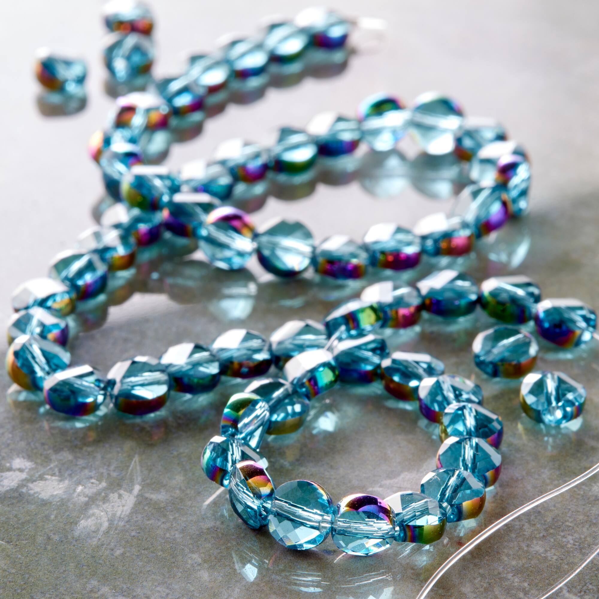 Shiny Aqua Clear Glass Beads by Bead Landing®, 6mm